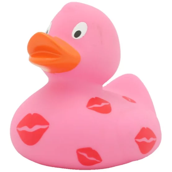 Bath duck kissing mouth