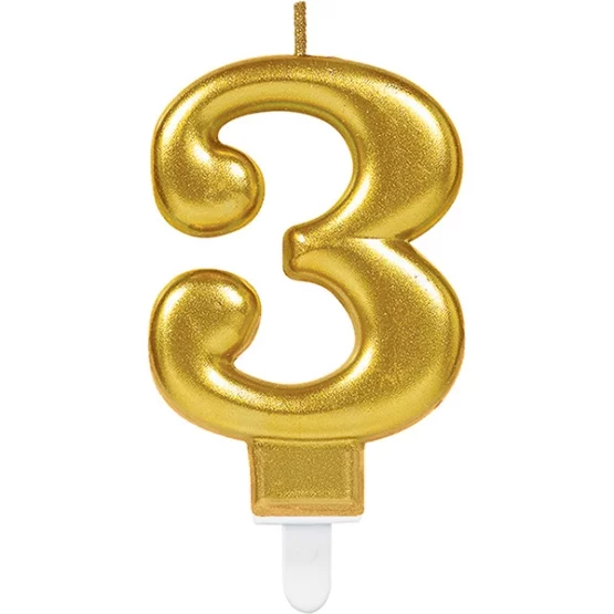 Number candle 3 gold