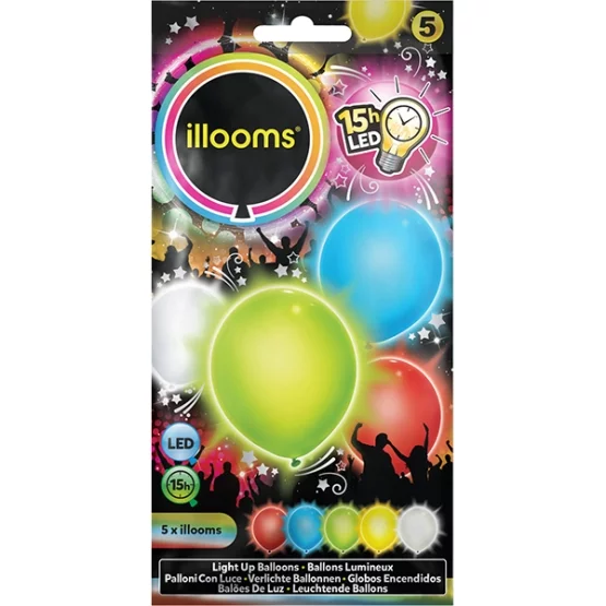 5 LED balloons assorted