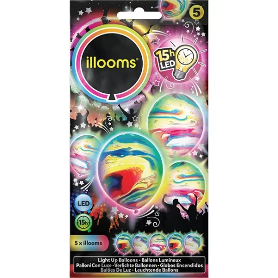5 LED balloons assorted MARBLE