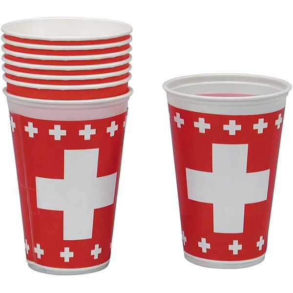 8 Swiss cross cups
