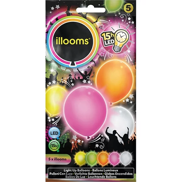 5 assorted LED balloons SUMMER