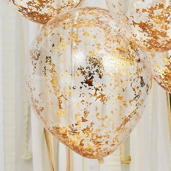 5 Gold Folien Konfetti Ballons