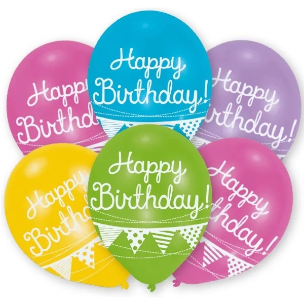 6 balloons happy birthday garland