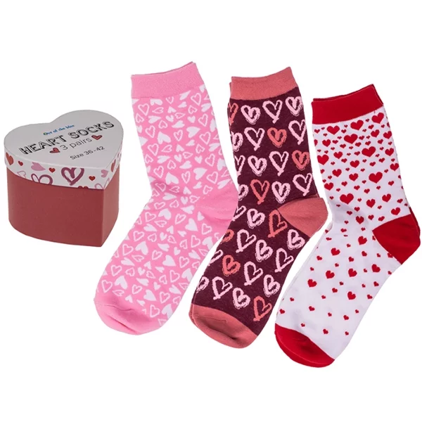 Set of 3 women's socks hearts