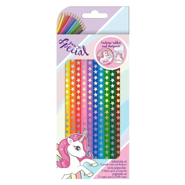 Unicorn 12 colored pencils set